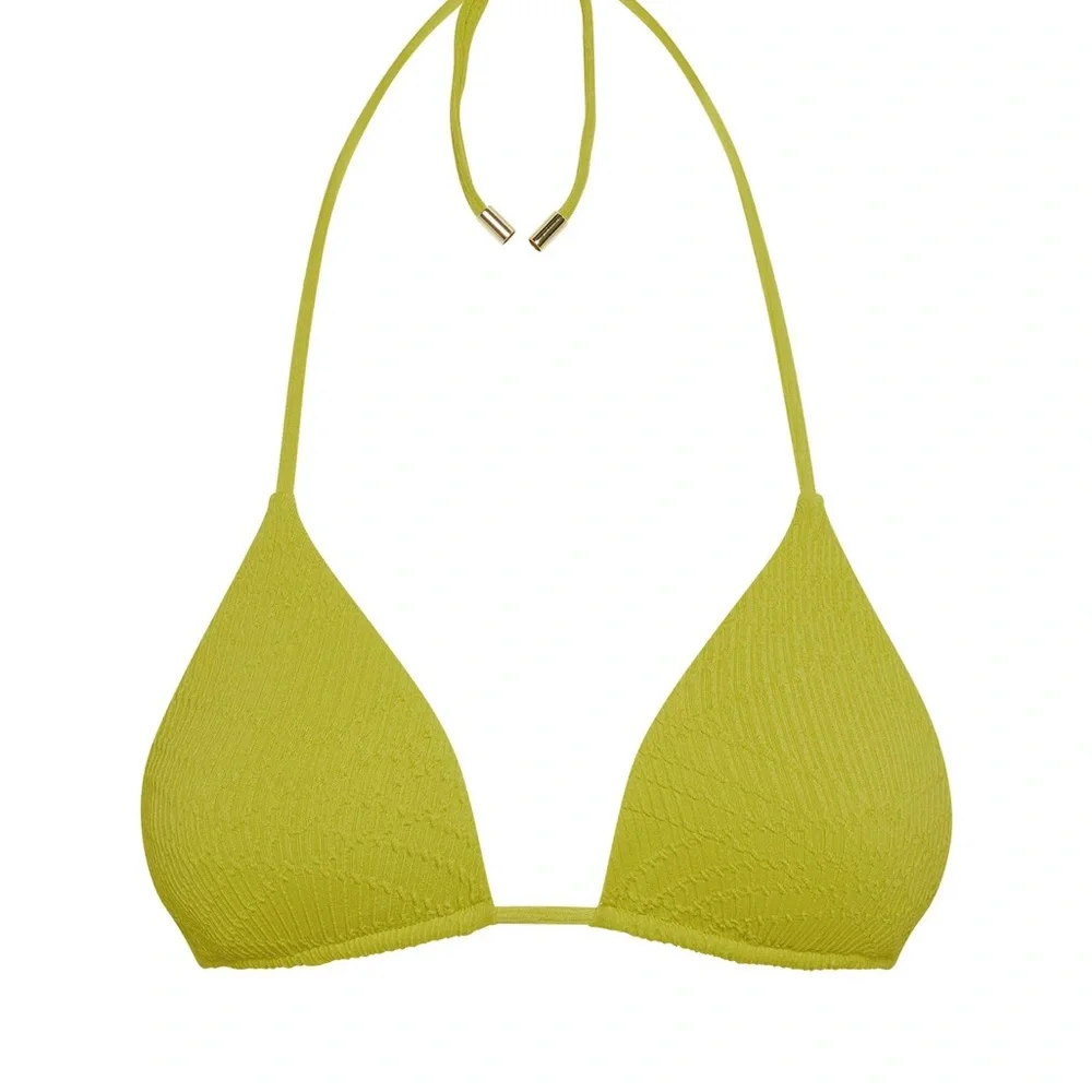 Monday Swimwear Palma Top Chartreuse Summer Plaid NWT